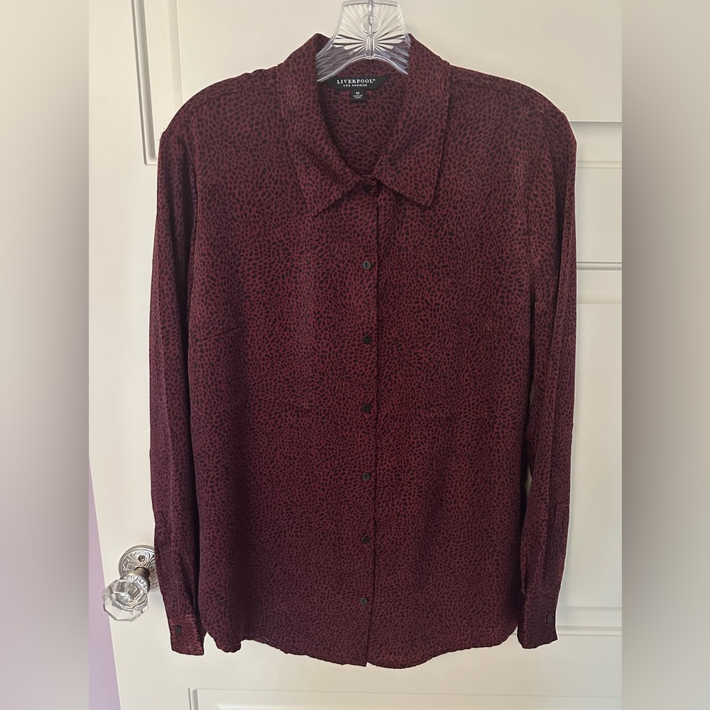 Liverpool Los Angeles Dark Burgundy Animal Print Blouse